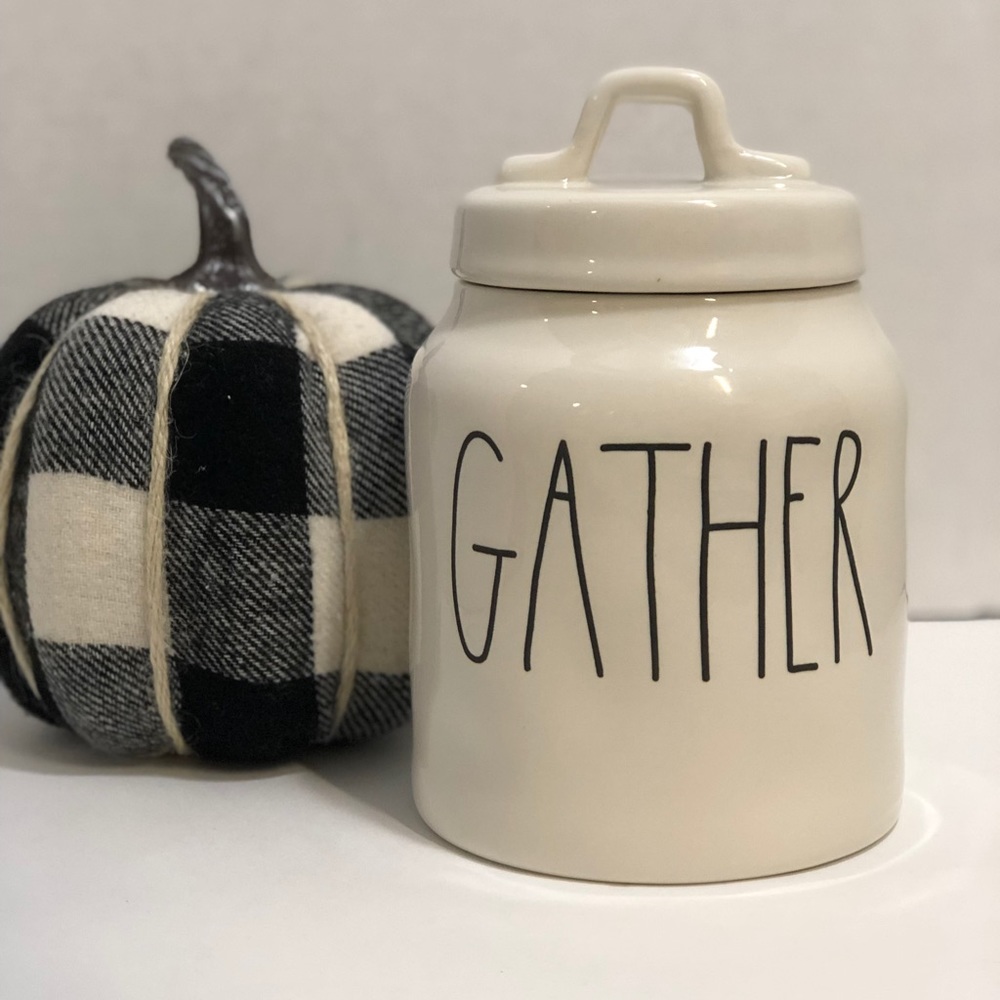 Rae Dunn ivory/white Gather canister NWT